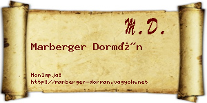 Marberger Dormán névjegykártya